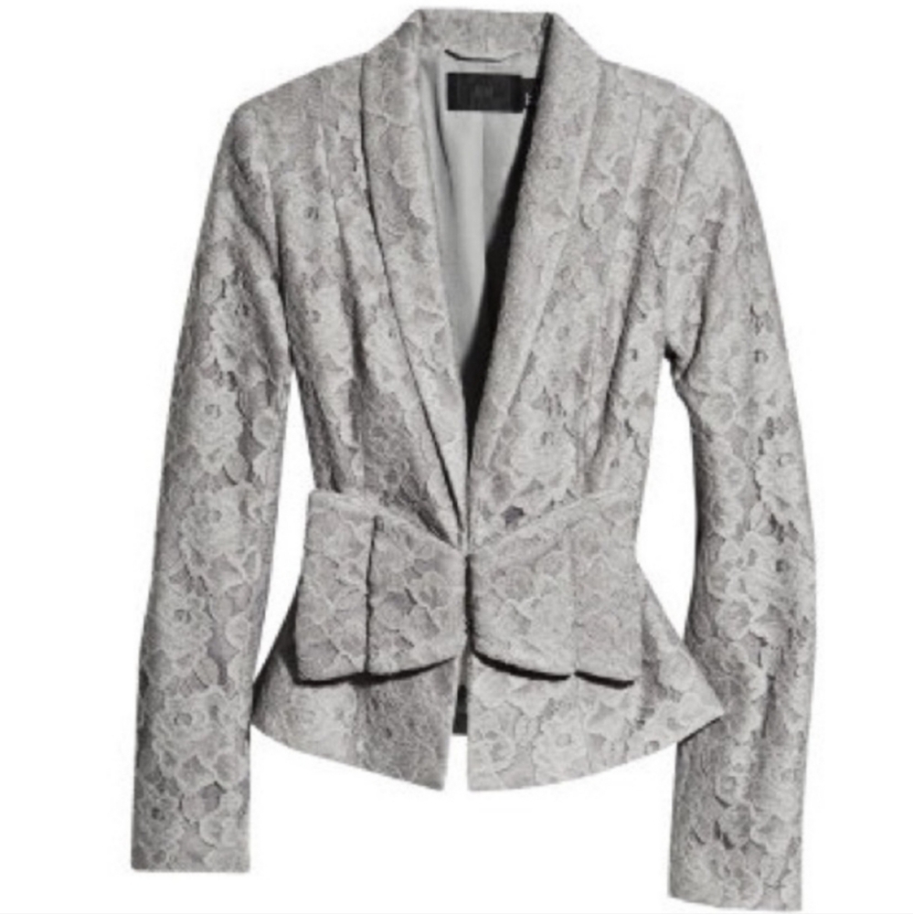 H&M Blazer Gray NWT Lace Jacket Coat Business Casual Workwear Office Grey